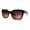 Womens Luxury Beveled Thick Horn Rim Rectangle Fashion Sunglasses