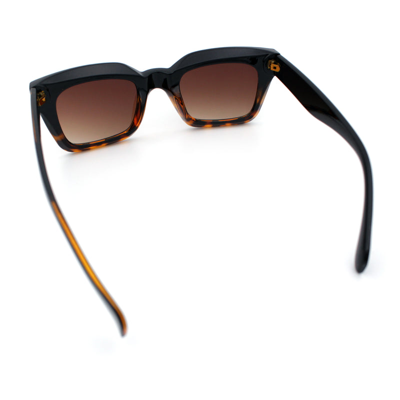 Womens Luxury Beveled Thick Horn Rim Rectangle Fashion Sunglasses