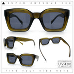 Womens Luxury Beveled Thick Horn Rim Rectangle Fashion Sunglasses