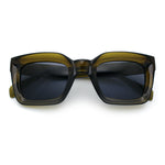 Womens Luxury Beveled Thick Horn Rim Rectangle Fashion Sunglasses