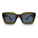 Womens Luxury Beveled Thick Horn Rim Rectangle Fashion Sunglasses