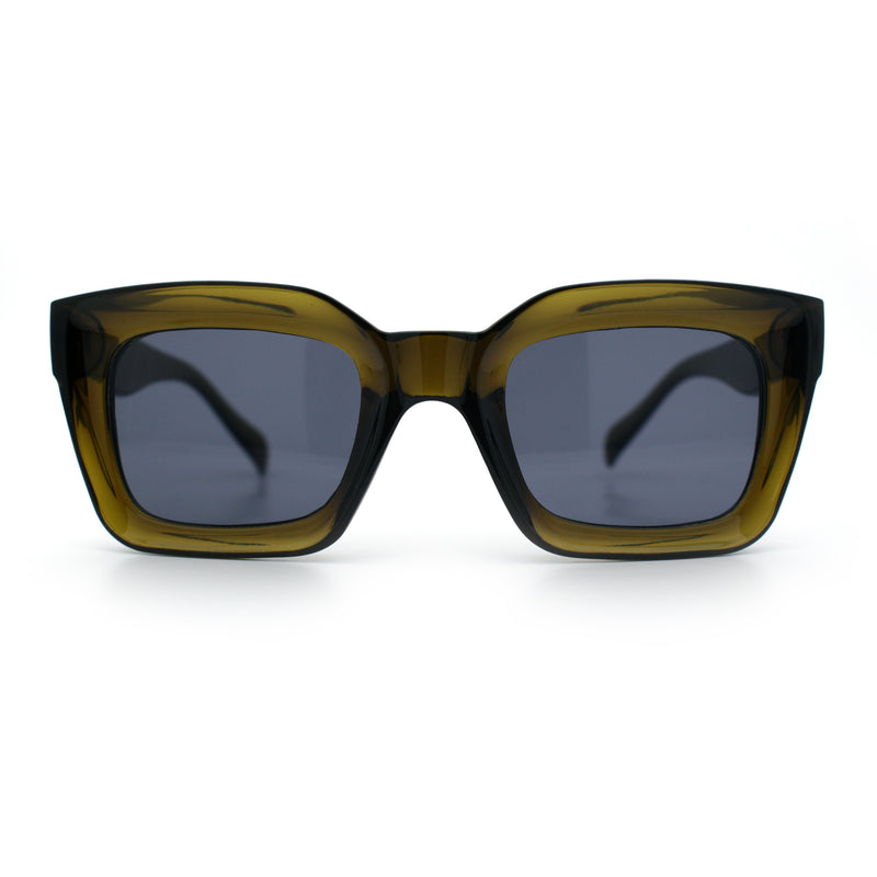 Womens Luxury Beveled Thick Horn Rim Rectangle Fashion Sunglasses