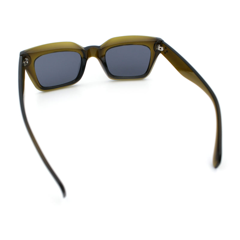 Womens Luxury Beveled Thick Horn Rim Rectangle Fashion Sunglasses