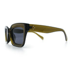 Womens Luxury Beveled Thick Horn Rim Rectangle Fashion Sunglasses