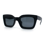 Womens Luxury Beveled Thick Horn Rim Rectangle Fashion Sunglasses