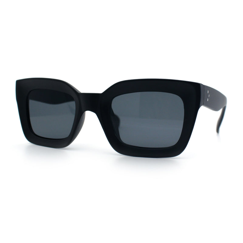 Womens Luxury Beveled Thick Horn Rim Rectangle Fashion Sunglasses