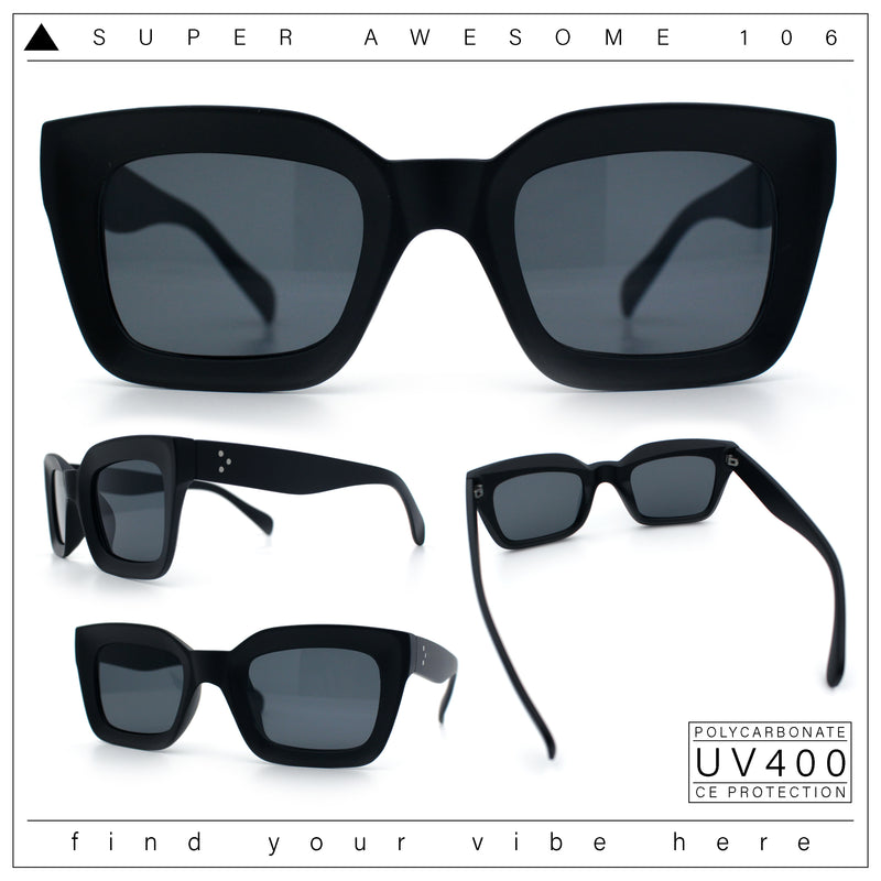 Womens Luxury Beveled Thick Horn Rim Rectangle Fashion Sunglasses