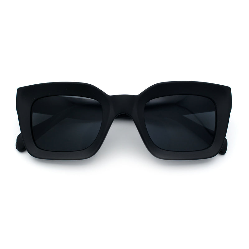 Womens Luxury Beveled Thick Horn Rim Rectangle Fashion Sunglasses