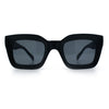 Womens Luxury Beveled Thick Horn Rim Rectangle Fashion Sunglasses