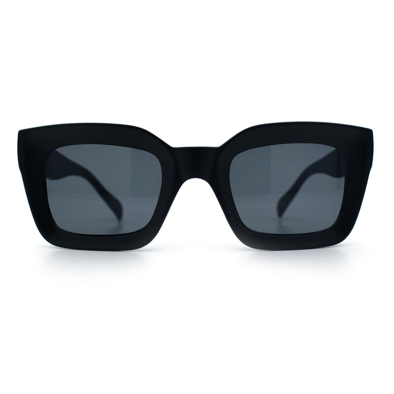 Womens Luxury Beveled Thick Horn Rim Rectangle Fashion Sunglasses