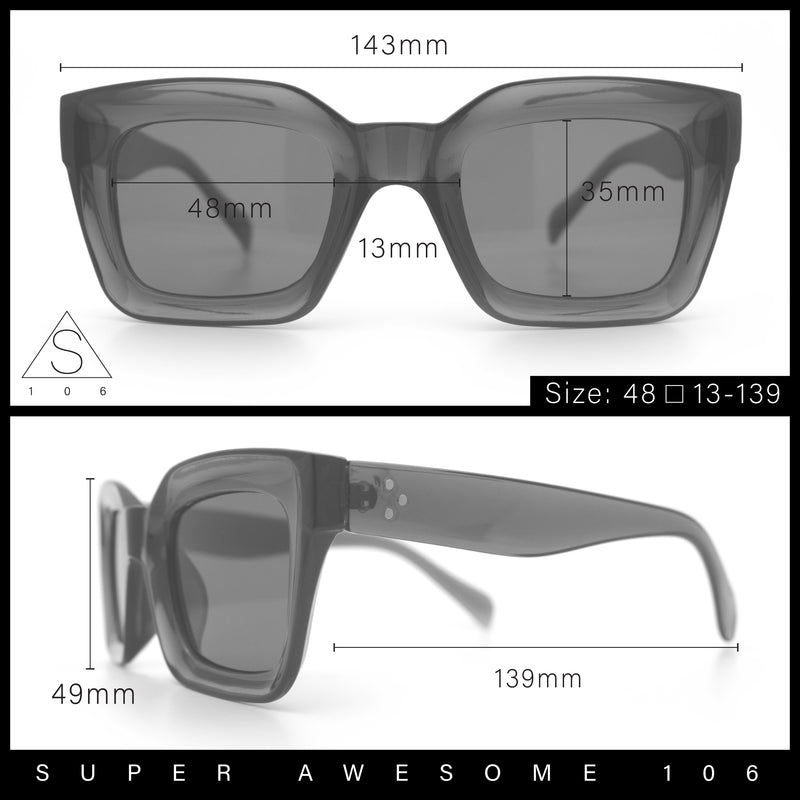 Womens Luxury Beveled Thick Horn Rim Rectangle Fashion Sunglasses