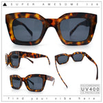Womens Luxury Beveled Thick Horn Rim Rectangle Fashion Sunglasses
