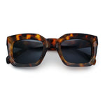 Womens Luxury Beveled Thick Horn Rim Rectangle Fashion Sunglasses