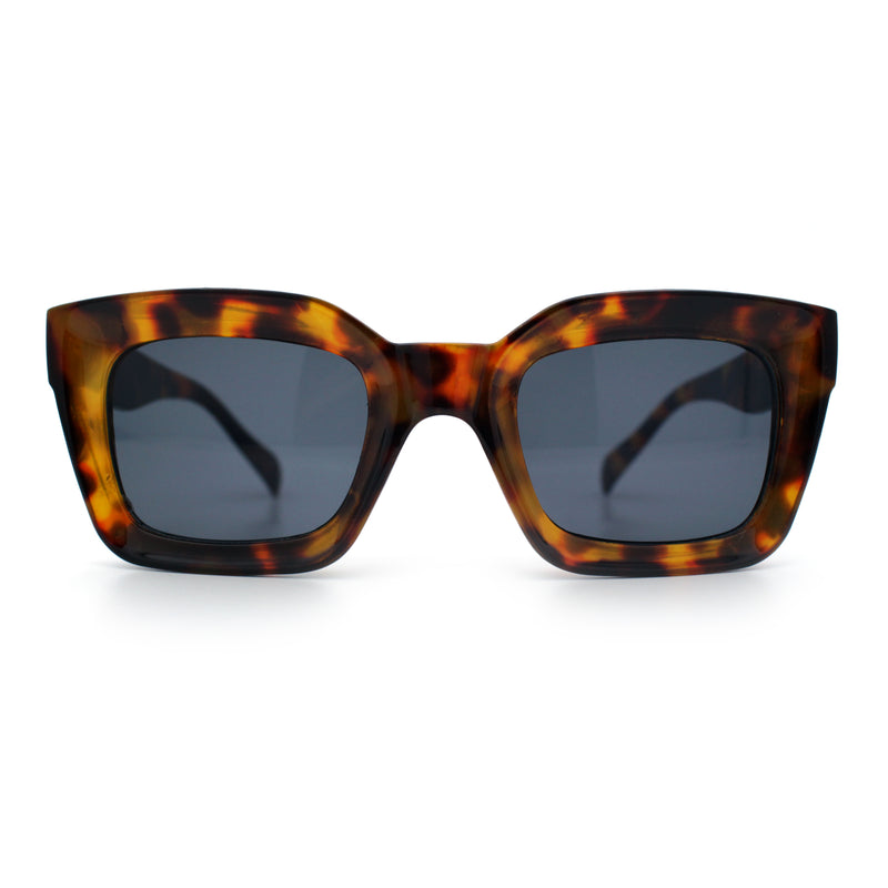 Womens Luxury Beveled Thick Horn Rim Rectangle Fashion Sunglasses