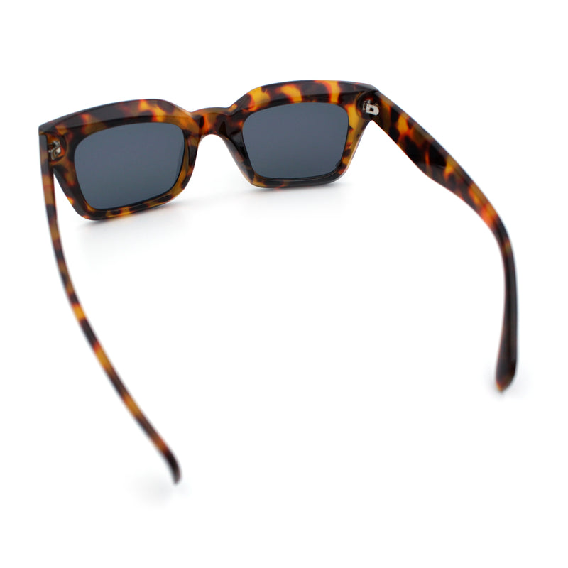 Womens Luxury Beveled Thick Horn Rim Rectangle Fashion Sunglasses