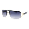 Womens Rhinestone Jewel Rimless Rectangle Designer Fashion Sunglasses