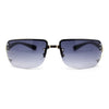 Womens Rhinestone Jewel Rimless Rectangle Designer Fashion Sunglasses
