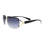 Womens Rhinestone Jewel Rimless Rectangle Designer Fashion Sunglasses