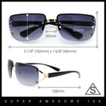 Womens Rhinestone Jewel Rimless Rectangle Designer Fashion Sunglasses