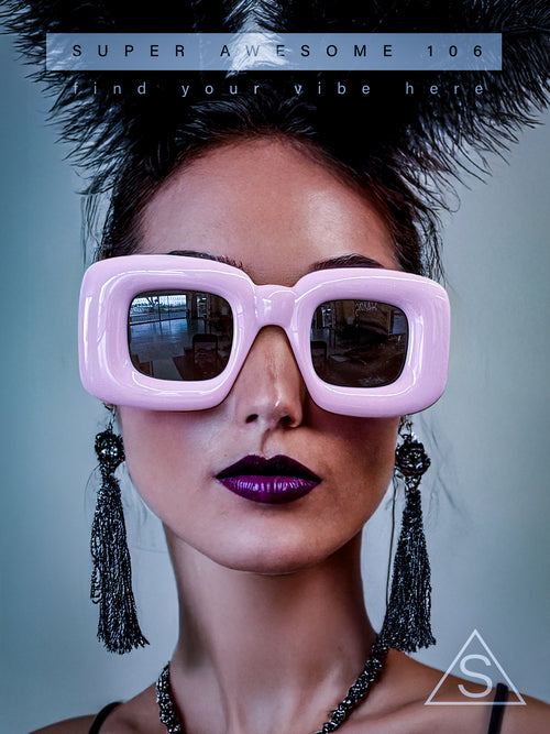 Womens Ballon Super Thick Rectangle Retro Sunglasses