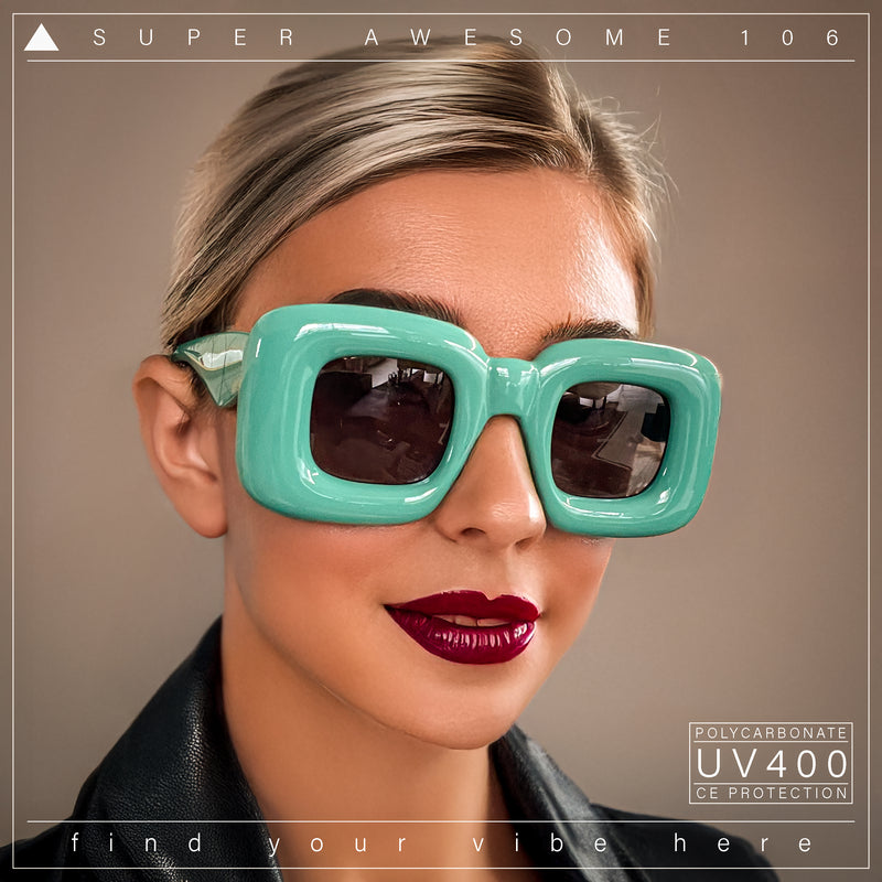 Womens Ballon Super Thick Rectangle Retro Sunglasses