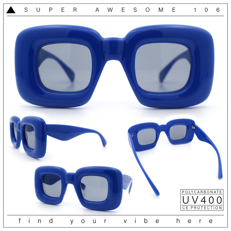 Womens Ballon Super Thick Rectangle Retro Sunglasses