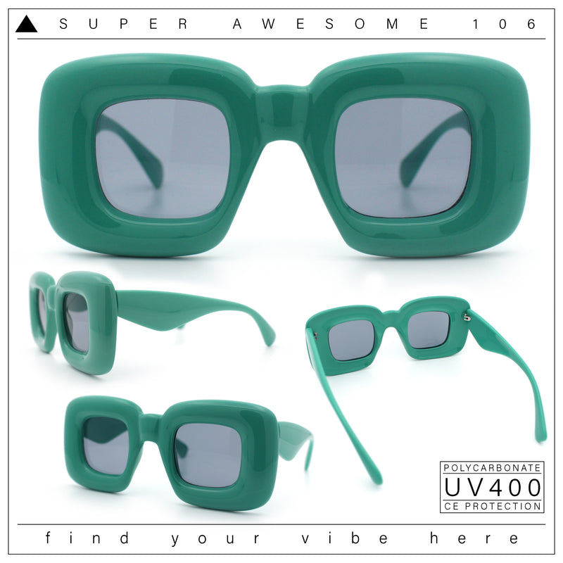 Womens Ballon Super Thick Rectangle Retro Sunglasses