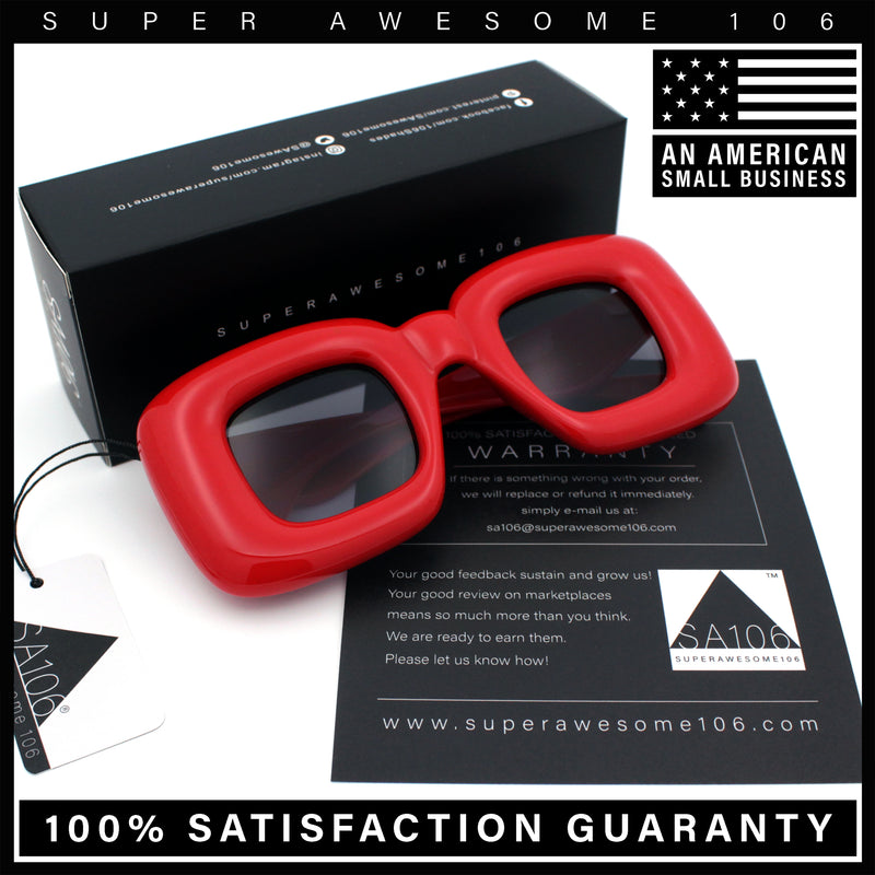 Womens Ballon Super Thick Rectangle Retro Sunglasses