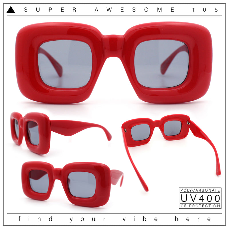 Womens Ballon Super Thick Rectangle Retro Sunglasses