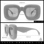 Womens Ballon Super Thick Rectangle Retro Sunglasses