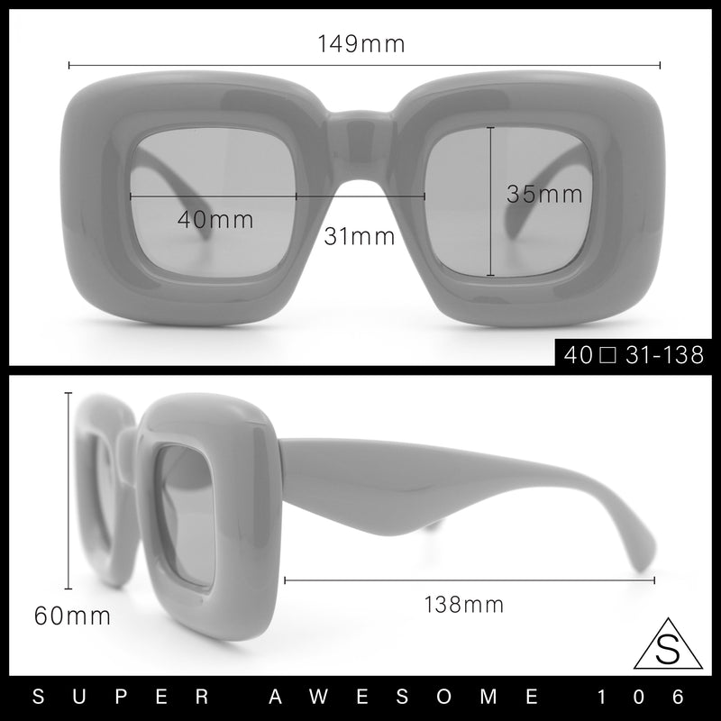 Womens Ballon Super Thick Rectangle Retro Sunglasses