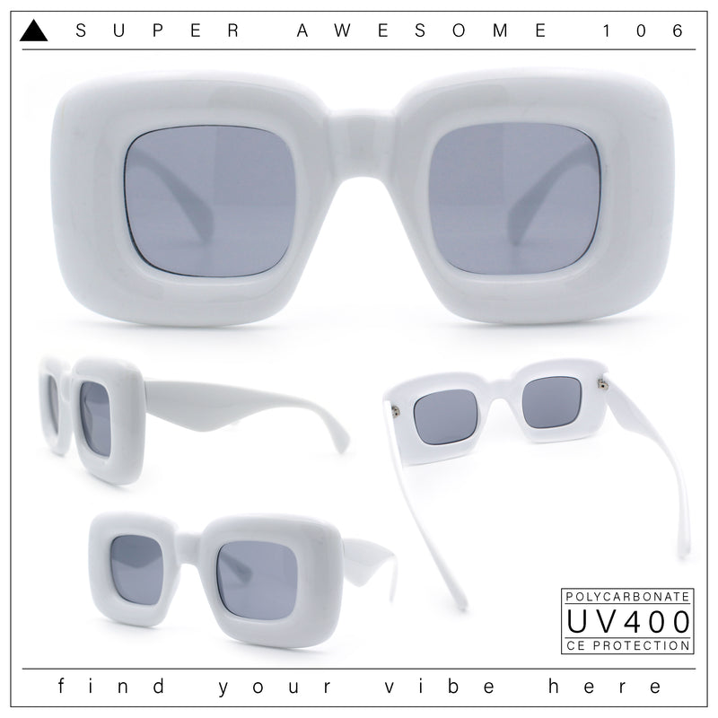 Womens Ballon Super Thick Rectangle Retro Sunglasses