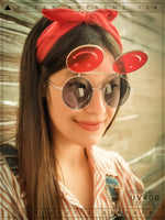 Retro Smiley Face Double Flip Up Round Circle Lens Hippie Sunglasses