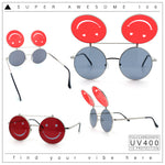 Retro Smiley Face Double Flip Up Round Circle Lens Hippie Sunglasses