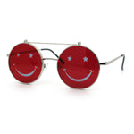 Retro Smiley Face Double Flip Up Round Circle Lens Hippie Sunglasses