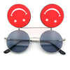Retro Smiley Face Double Flip Up Round Circle Lens Hippie Sunglasses