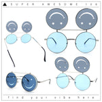 Retro Smiley Face Double Flip Up Round Circle Lens Hippie Sunglasses