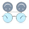 Retro Smiley Face Double Flip Up Round Circle Lens Hippie Sunglasses
