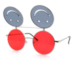 Retro Smiley Face Double Flip Up Round Circle Lens Hippie Sunglasses