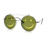Retro Smiley Face Double Flip Up Round Circle Lens Hippie Sunglasses