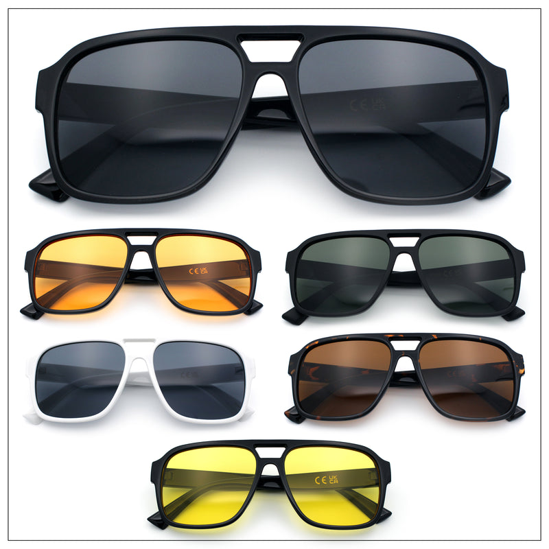 Mens Iconic Retro Tear Drop Officer Style Racer Plastic Sunglasses