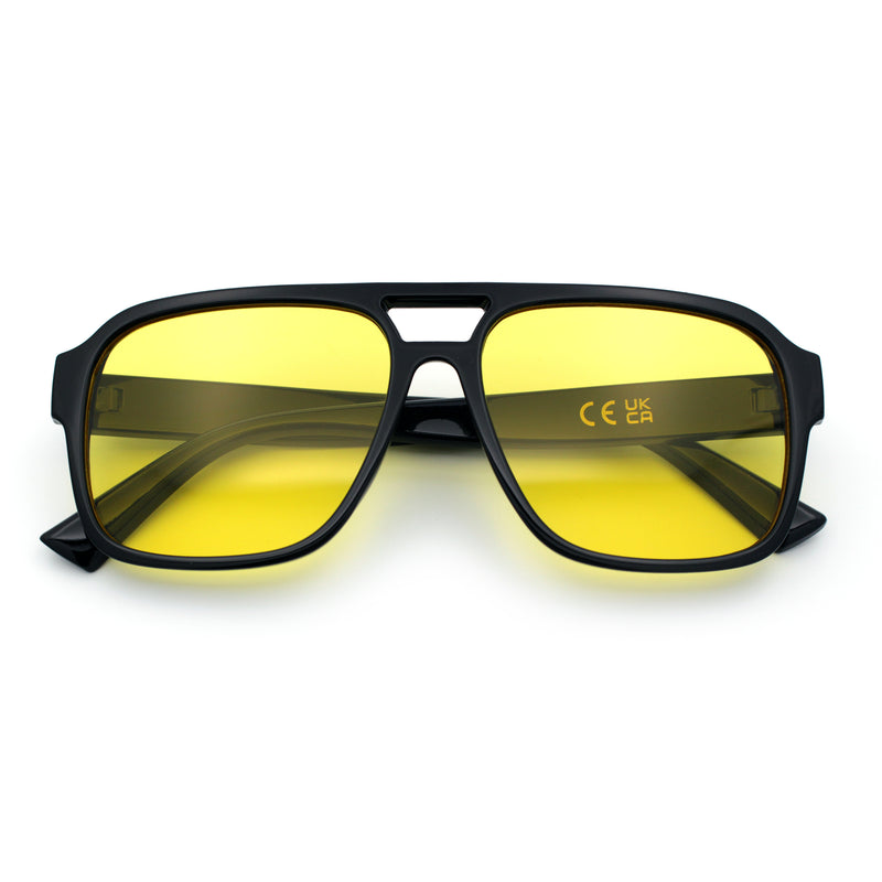 Mens Iconic Retro Tear Drop Officer Style Racer Plastic Sunglasses