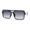Mens Gentlemanly Rectangle Flat Top Double Bridge Mob Metal Arm Sunglasses