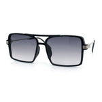 Mens Gentlemanly Rectangle Flat Top Double Bridge Mob Metal Arm Sunglasses