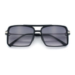 Mens Gentlemanly Rectangle Flat Top Double Bridge Mob Metal Arm Sunglasses