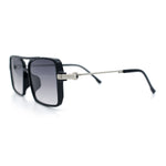 Mens Gentlemanly Rectangle Flat Top Double Bridge Mob Metal Arm Sunglasses