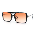 Mens Gentlemanly Rectangle Flat Top Double Bridge Mob Metal Arm Sunglasses