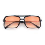 Mens Gentlemanly Rectangle Flat Top Double Bridge Mob Metal Arm Sunglasses