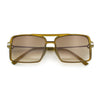Mens Gentlemanly Rectangle Flat Top Double Bridge Mob Metal Arm Sunglasses