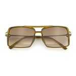 Mens Gentlemanly Rectangle Flat Top Double Bridge Mob Metal Arm Sunglasses